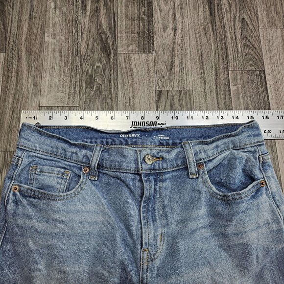Old Navy Jeans Womens 4 Light Wash Mid Rise Boyfriend Distressed Hem Denim - Picture 6 of 10